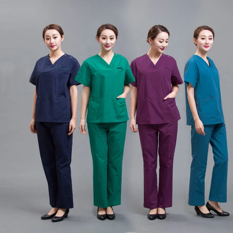 wholesale short sleeve  Breathable hospital dental nursing medical scrub set uniforms 65% polyester 35% cotton dental scrubs