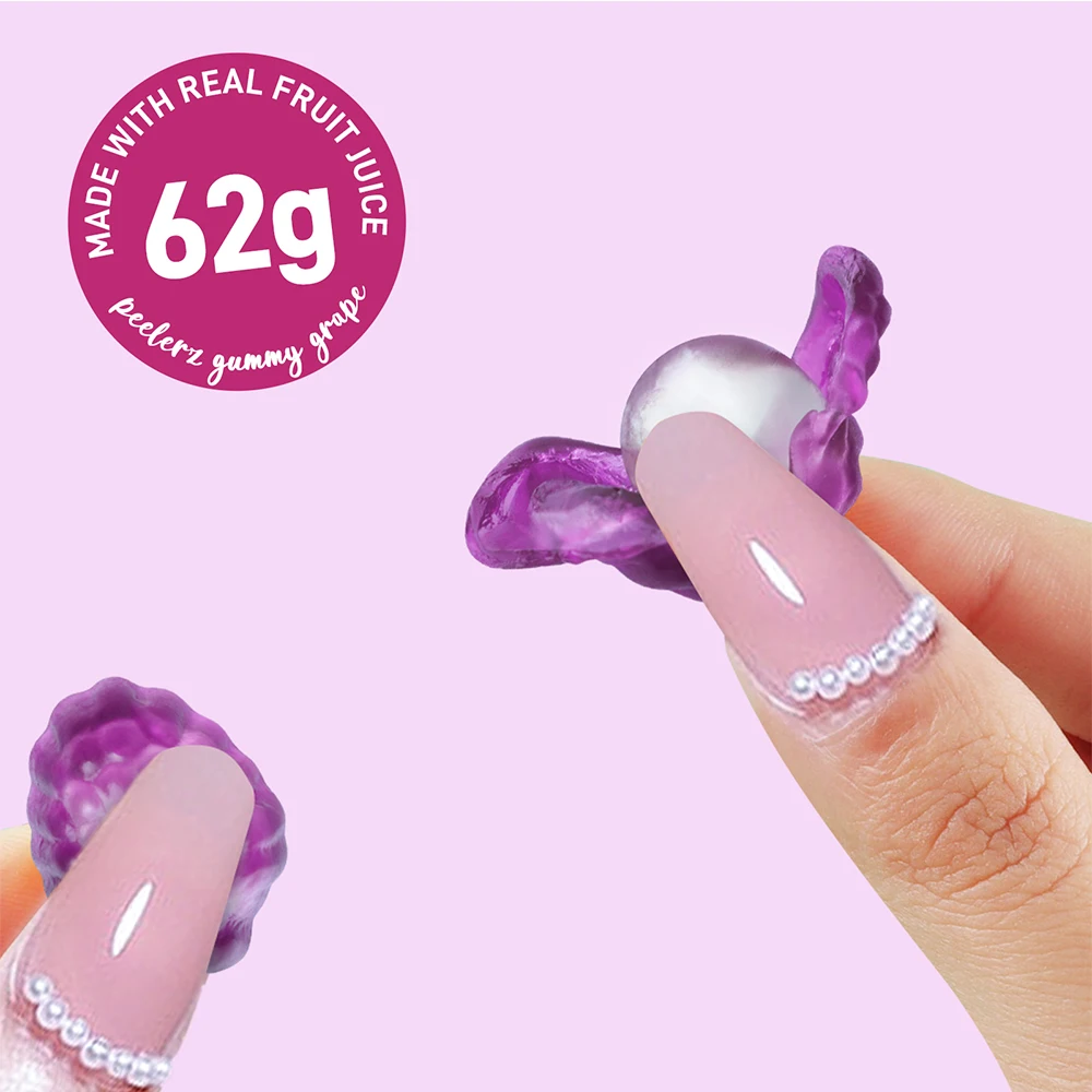 Amos Good Tasty Gummy Candy Sweets Halal Jelly Grape Peelable Real Fruit Juice Gummies