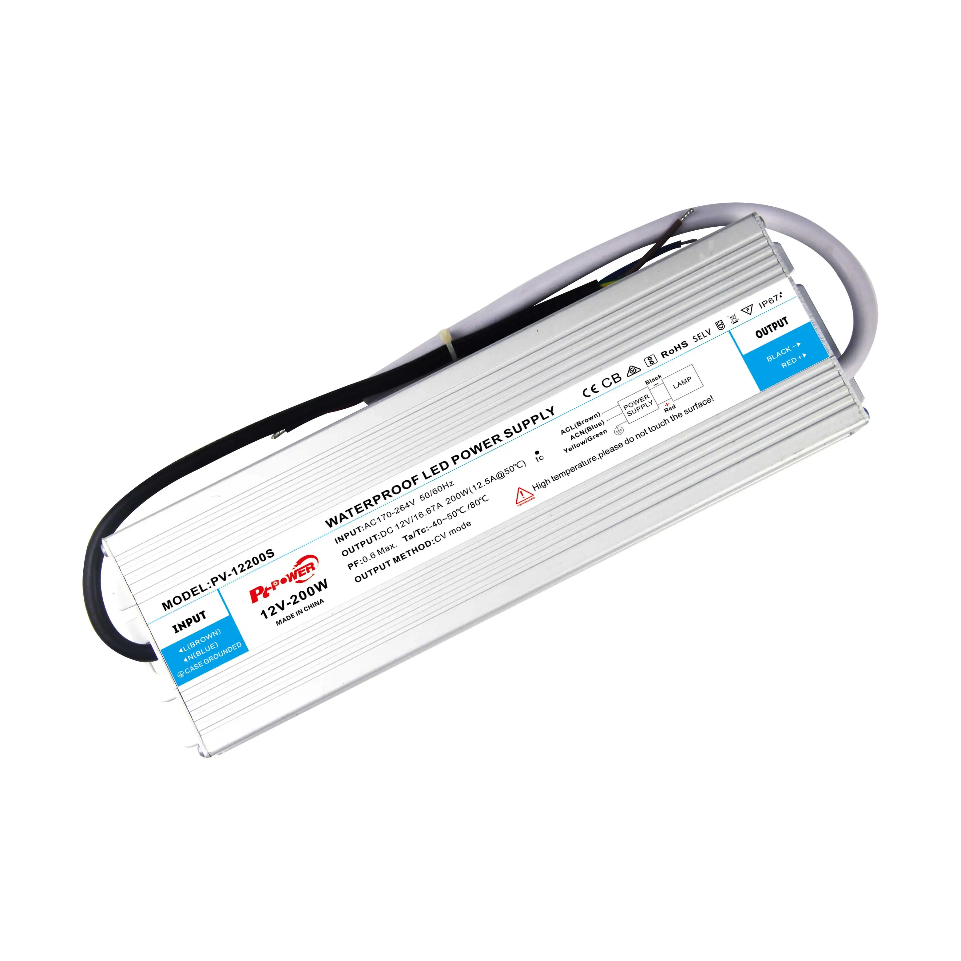 IP67 Led Driver 12V 200W Constant Voltage LED Power Supply for Home Lighting Strip Light