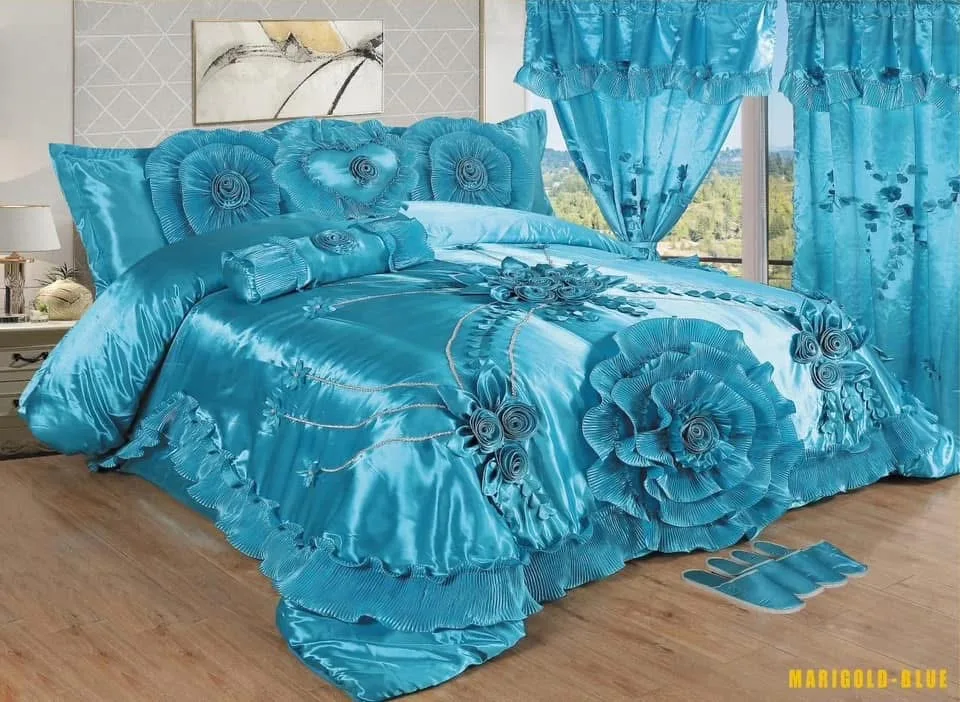 Luxury comforter set Bridal Bedding set 10 pcs wedding set with curtains