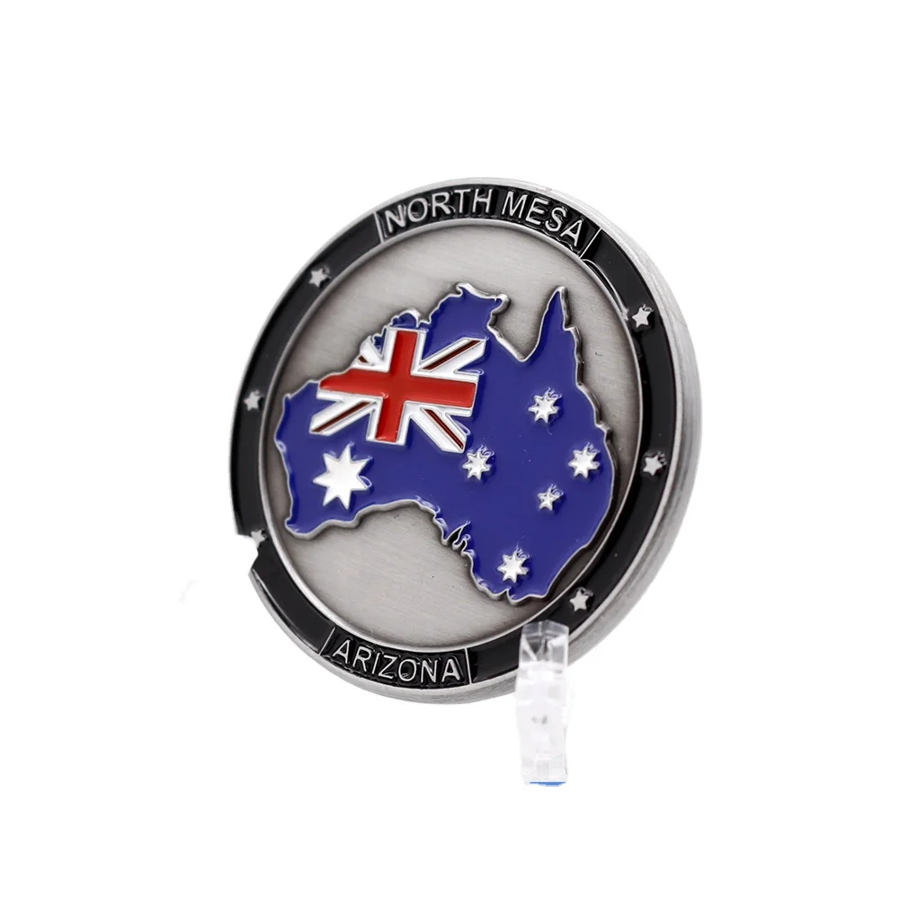High quality bulk custom coins 22 metal country flag antique nickel plated enamel australian challenge coin