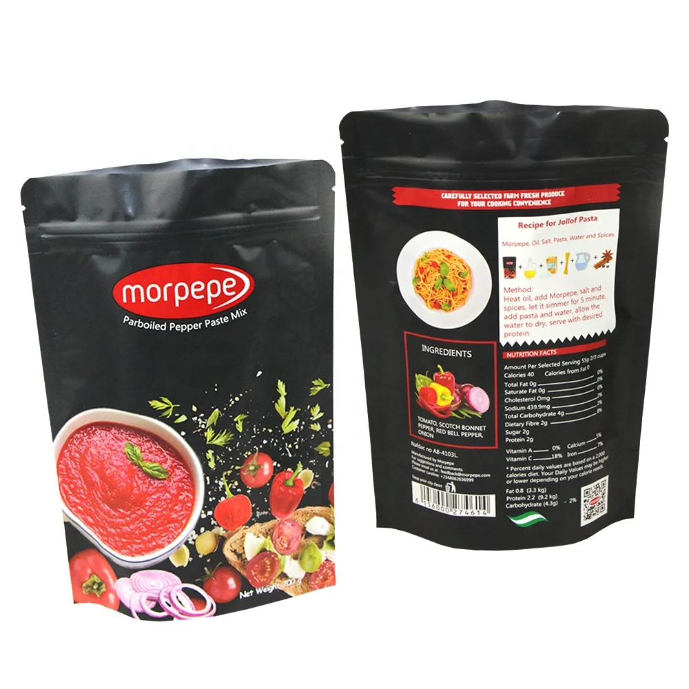 Custom Sterilized Food Retort Pouch Pre-Cooked Meals Soups Sauce Baby Food Packaging Retort Bags