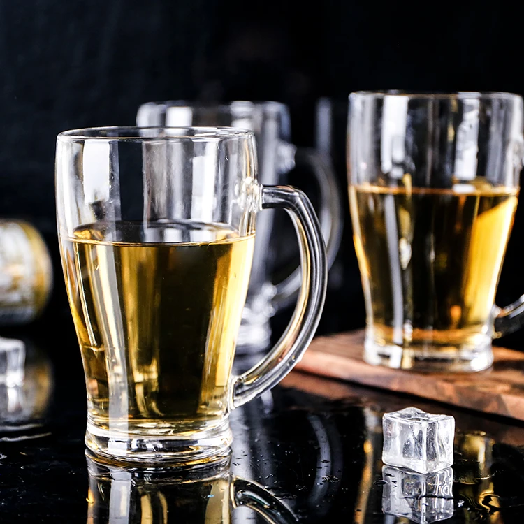 Blinkmax high quality Clear Cheap Transparent big glass beer mug with handle Crystal Glass Cup For Restaurants