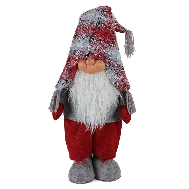
30 inch Hand Craft Supplies Christmas Plush Dolls Happy Resin Face Navidad Ornament Santa Gnome with Extended Legs 