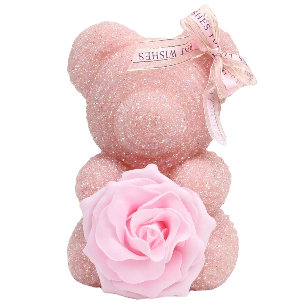Valentine gift Sweet 25cm glitter bear rose diamond bear Pearl bear