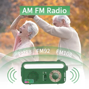 High end emergency radio hand crank solar red cross usb c 2000 mAh FM/AM/SW Radio Speaker SOS Alarm LED Torch Reading Lamp