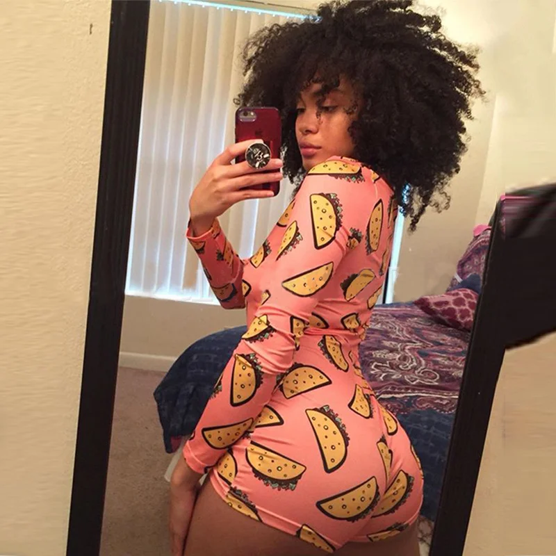 
Custom Backwoods Sleepwear Printing Adult Ladies Onesie Pajamas Sexy Jumpsuit Romper For Women 