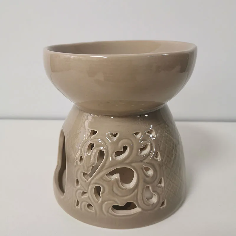 Large Vintage Red Footed Pottery Wax Melt Bowl Terracotta Personalized Oil Burner