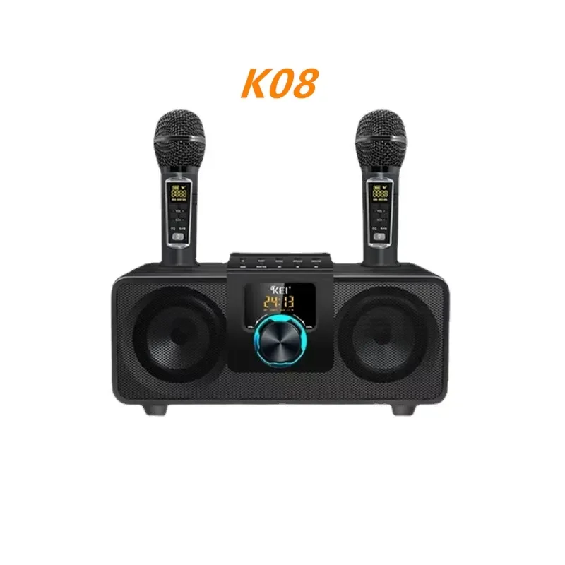 Wholesale 30W Subwoofer speaker With Double Microphones Home Party KTV K8 portable outdoor wireless speaker Karaoke K08