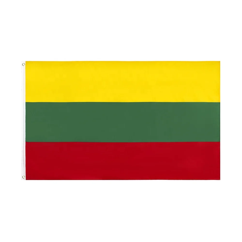 Fade Resistant 3x5ft/90x150cm Polyester Yellow Green Red Flags LTU Republic of Lithuania Lithuanian Flag in Stock