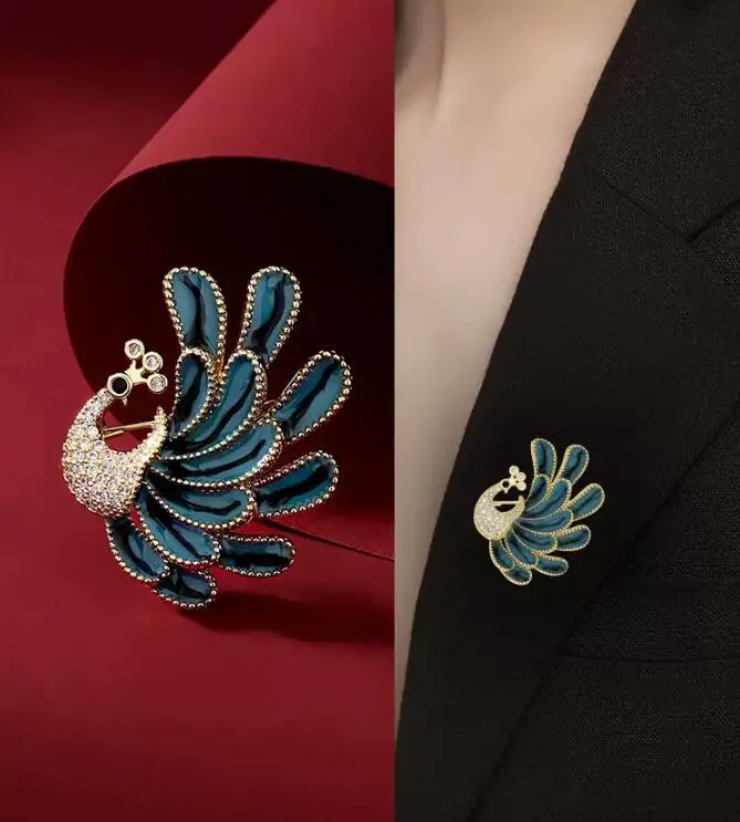 wholesale New Fashion Green Rhinestone Korean gold Enamel Hummingbirds Beautiful Bird Brooch