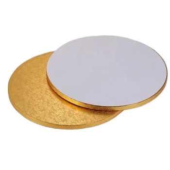 XJH Gold White Cake Drums Round 10 Inch Cake Boards Smooth Edges for Multi Tiered Birthday Wedding Party Cakes Drum Board