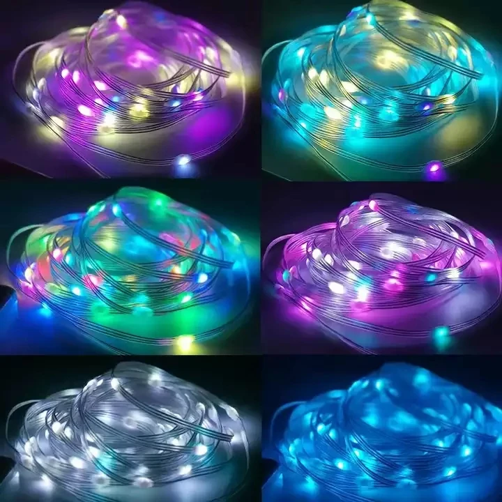 Smart App Control Lighting, Outdoor RGB Christmas Tree String Lights USB Garland LED Strip For Wedding Holiday