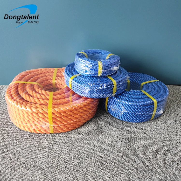 18mm   yellow polyethylene rope twisted pe twisted seaweed rope three strands of polyethylene rope