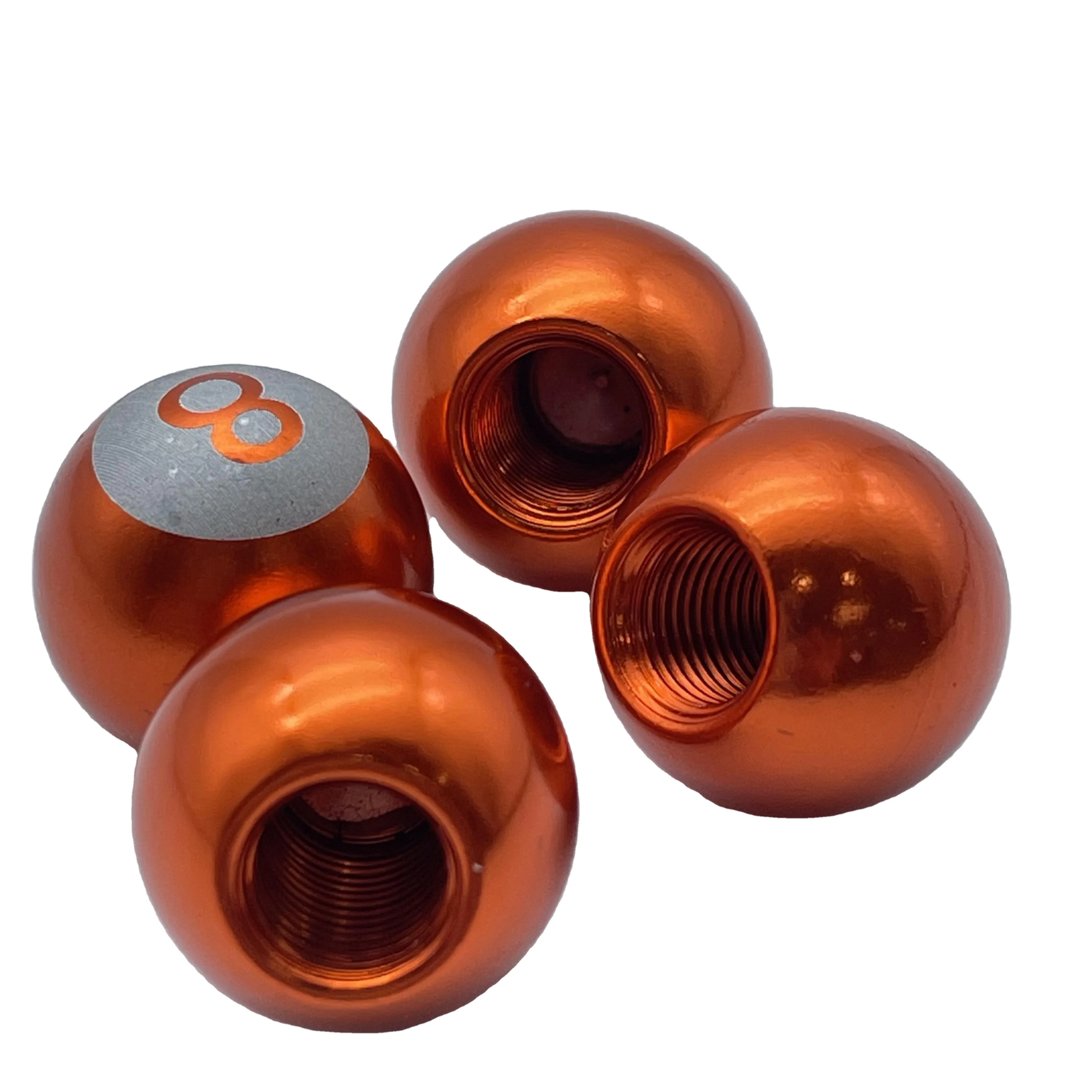 New Style Aluminum Orange 8 round Shape Wheel Valves Decoration Billiard Ball Car Valve Stems Nozzle Caps