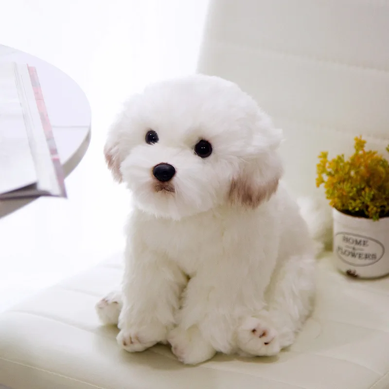 Factory Price 26cm Realistic Plush White Maltese Dog Stuffed Animal Puppy Dog Toys Soft Plush Pillow Birthday for Kids