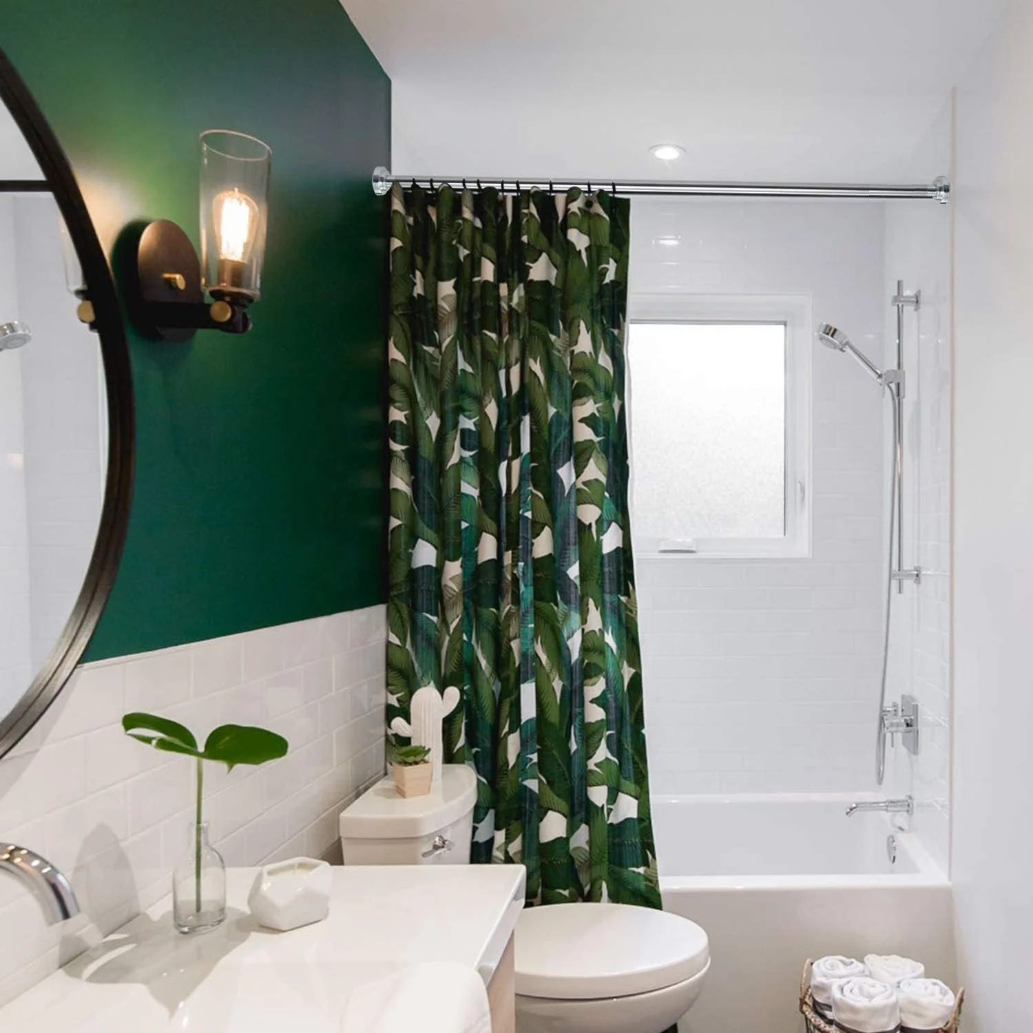 42-72'Hotel bathroom Curved straight extension Shower Rod Stainless Steel  Polish Surface Bathroom Curtain Rods