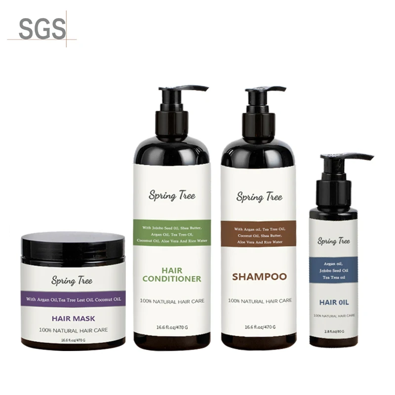 argan oil salon vegan coconut oil shampoo organic100% natural private label rice water tea tree wig hair care sets