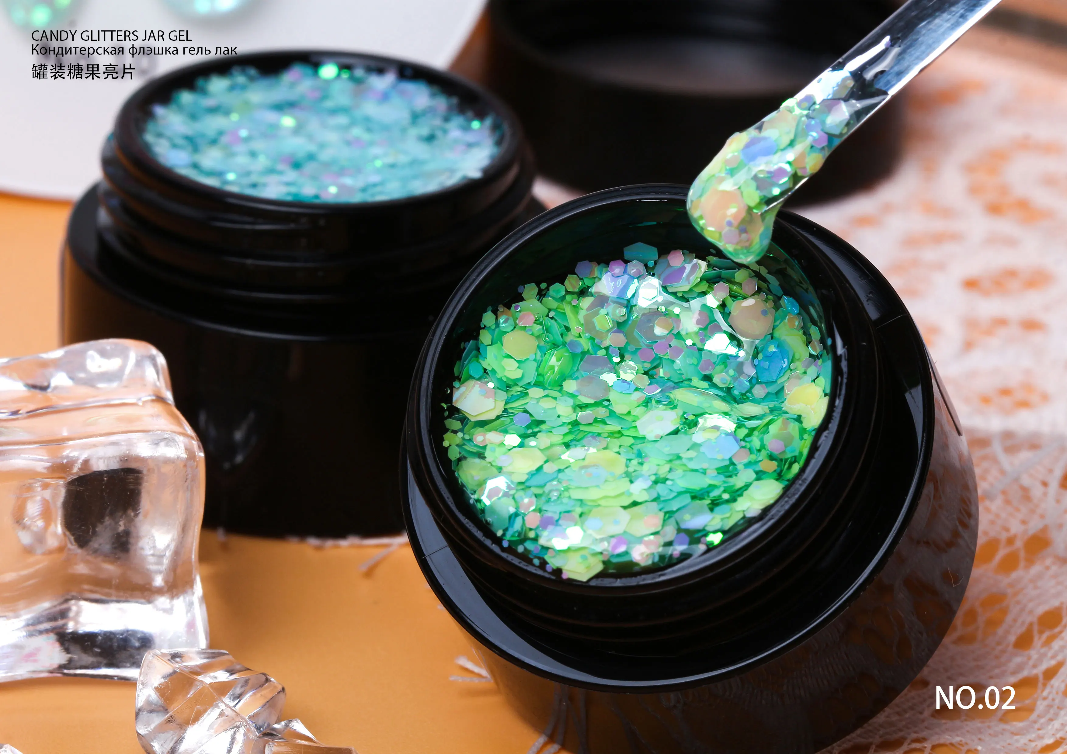 Custom Iridescent Colorful Candy Glitter Translucent Gel Nail Polish Soak Off Shiny Sequins UV Gel