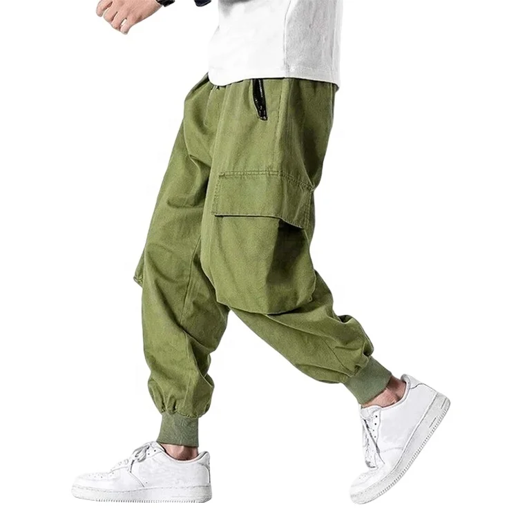 Custom skinny cargo pockets jogger cotton flap side zip pocket cargo custom mens pants