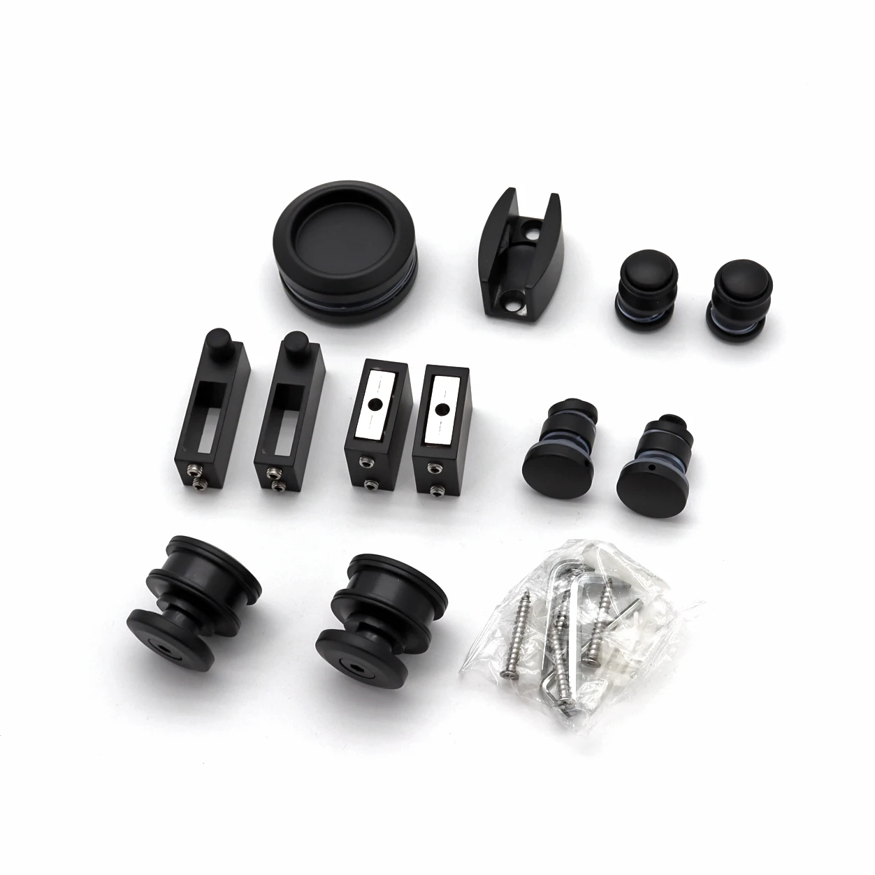 Heavy Duty stainless steel Frameless glass double soft closing 8 wheel sliding door slide Shower Room System Black