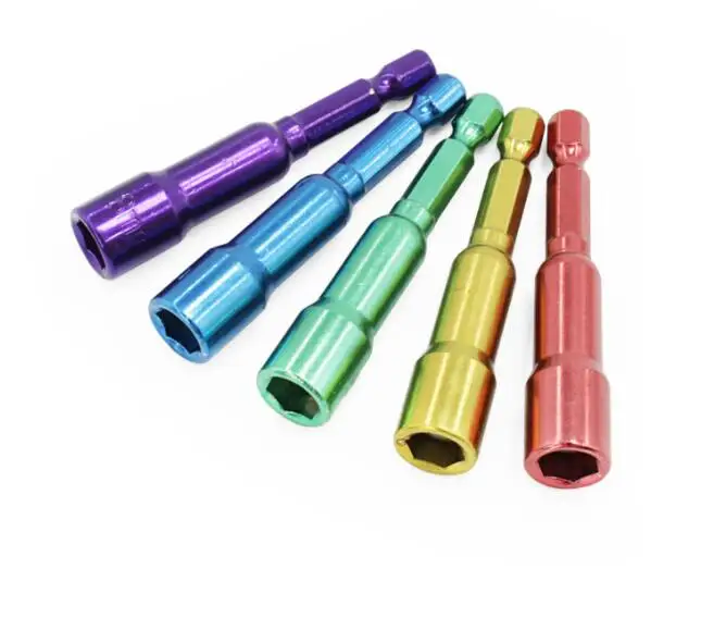 5pcs/set colorful Hex Driver Socket Bits Magnetic Hex Nut Setter For Screw Driver