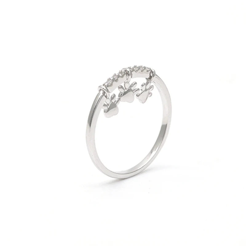 Cute Cat Claw Link Ring 925 sterling silver exquisite zircon ring girl