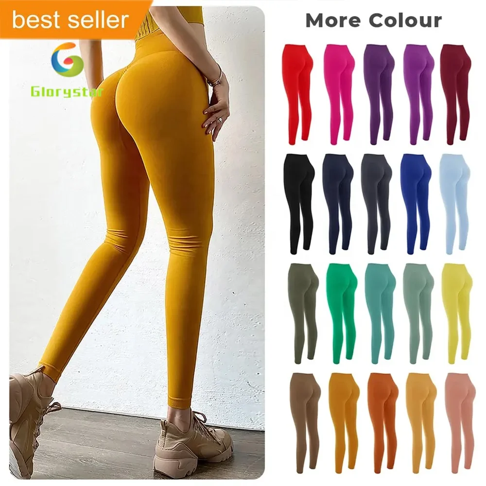Wholesale Customized Peach Buttocks Yoga Pants Women Running Outdoor Sports Fitness Lifting High Waist Stretch Leggings