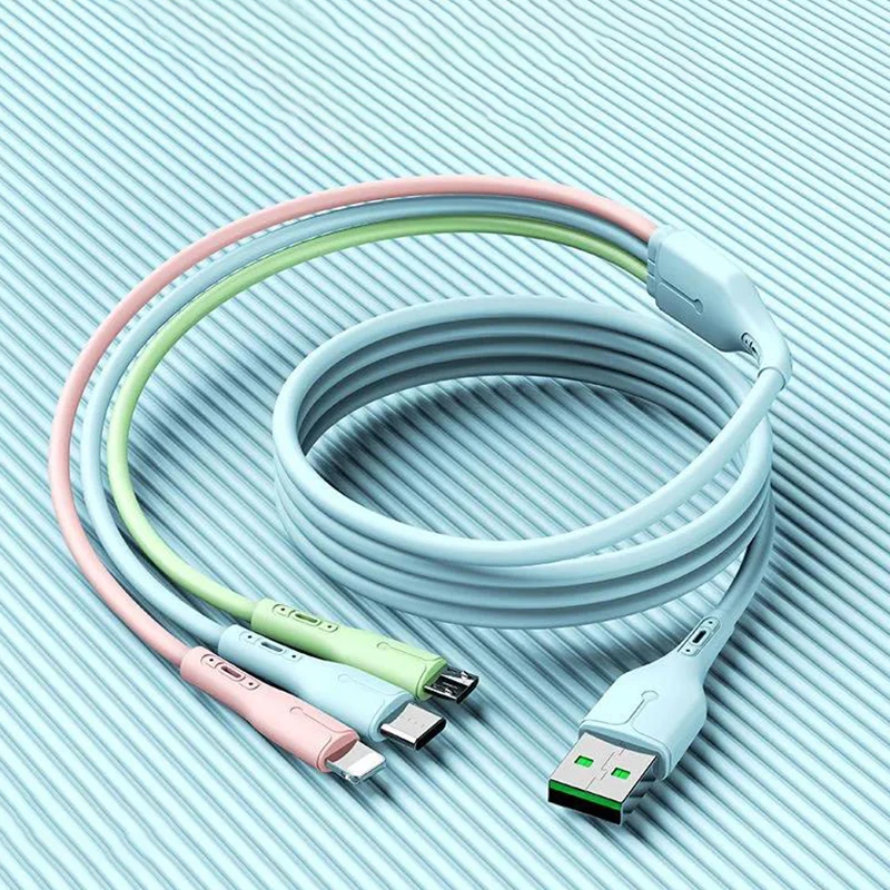 Новое поступление 1,3 м TPE Быстрая зарядка 3 в 1 usb зарядный кабель usb для iphone type c micro usb кабель