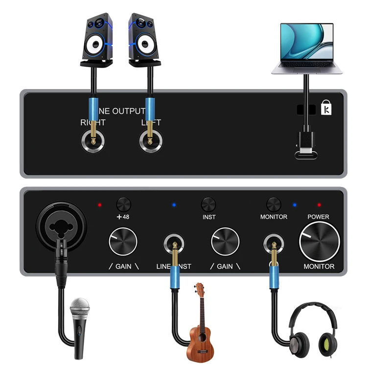 192KHz/24Bit USB Audio Interface Soundcard solo XLR interface m audio studio for Podcast recording equipment professional