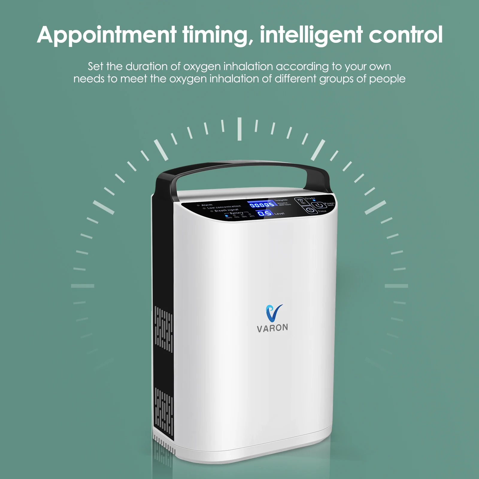 Varon Easy to Carry Pulse Flow Oxygen Concentrator with battery