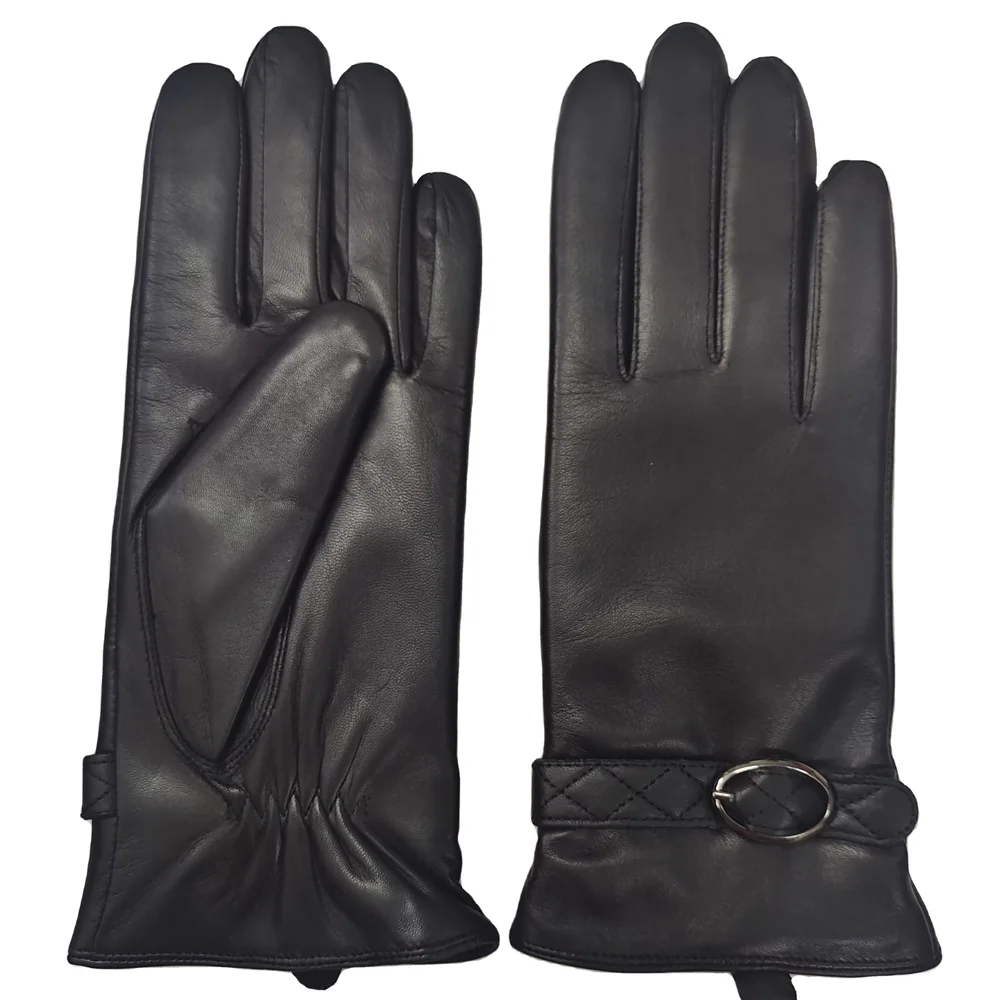 Big Brand OEM High Quality Fashion Colorful Genuine Lamb Skin Leather Ladies Dress Gloves Embroidery Leather Belt and Buckle