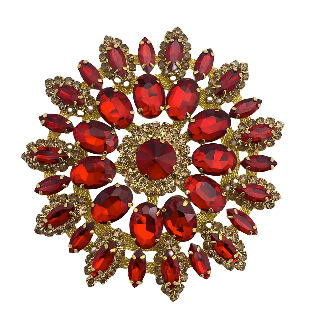 Wholesale  Round Flower Patches Crystal rhinestone applique  Embellishments for Women bridal Dress bag box