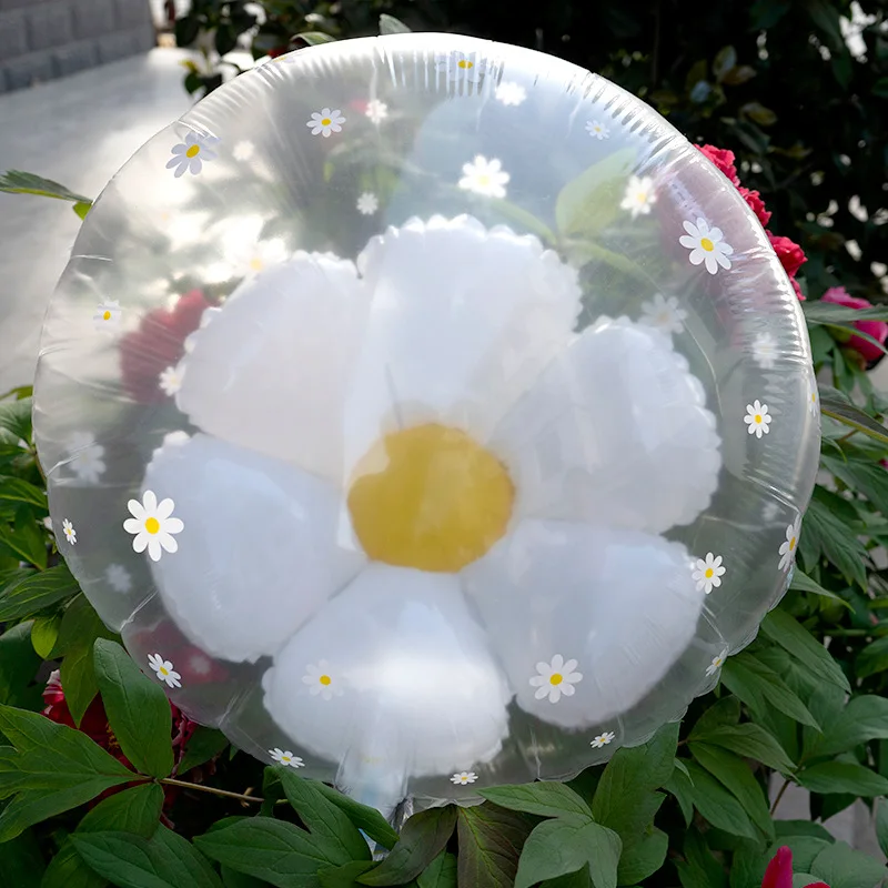 New Style 24inch Ball in Ball Daisy Transparent Bobo Balloons for Party Anniversary Wedding Decor Photography Props Bobo Balloon