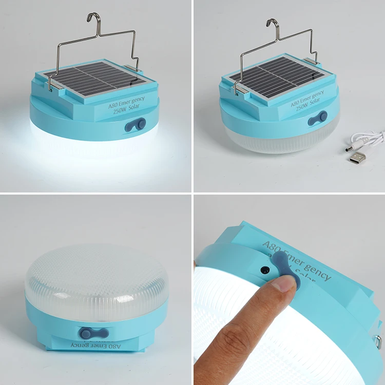 Hot Selling Outdoor Portable Solar Camping Light Lithium Battery Solar Rechargeable Emergency Light Bulb
