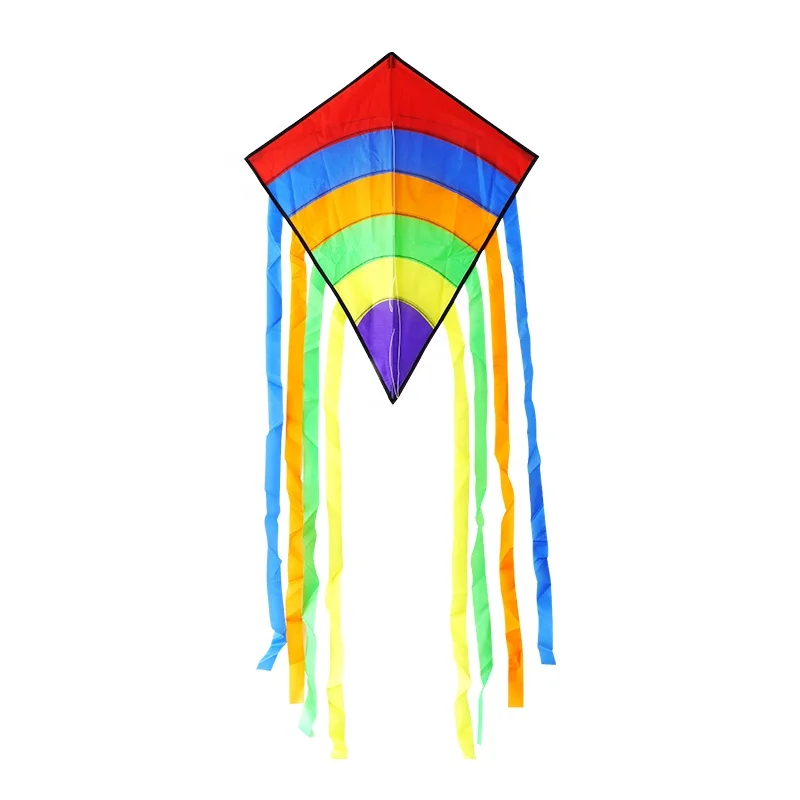 Custom Full-Color Rainbow Design Nylon Diamond Kite Easy-to-Operate Professional Outdoor Toy for Children Wholesale