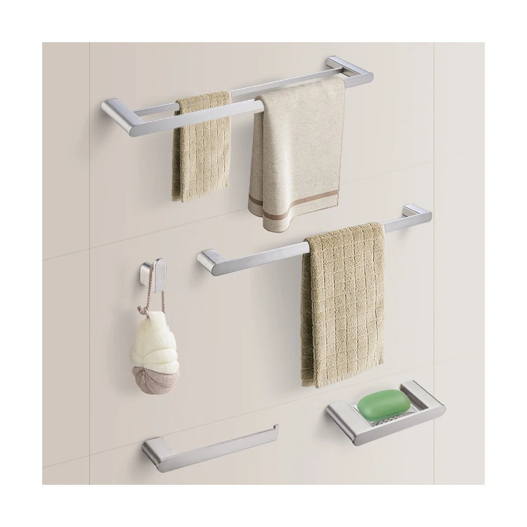 304 stainless steel double-layer towel rack bathroom storage rack towel rod wall hanging storage rack