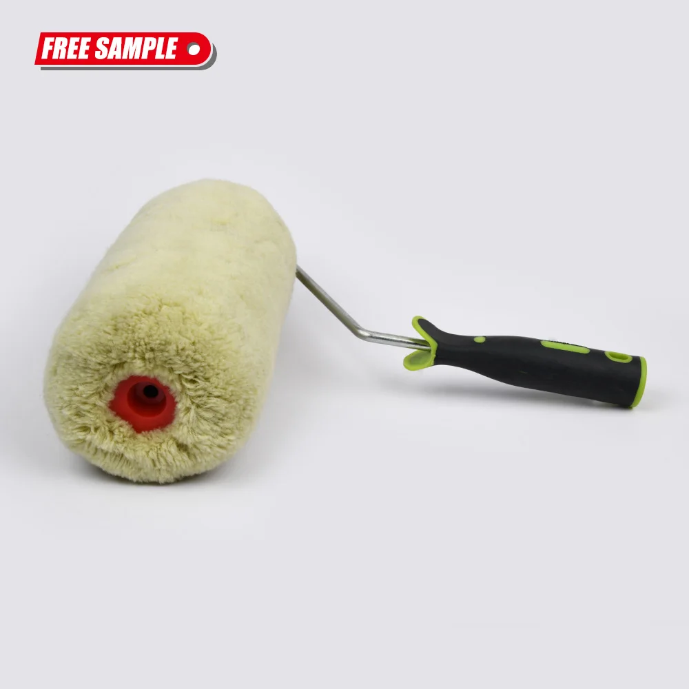 Hot Selling Durable Pro Grade Polyamide Green Painting Roller Brushes Zinc Frame covering Rubber and Plastic Handle