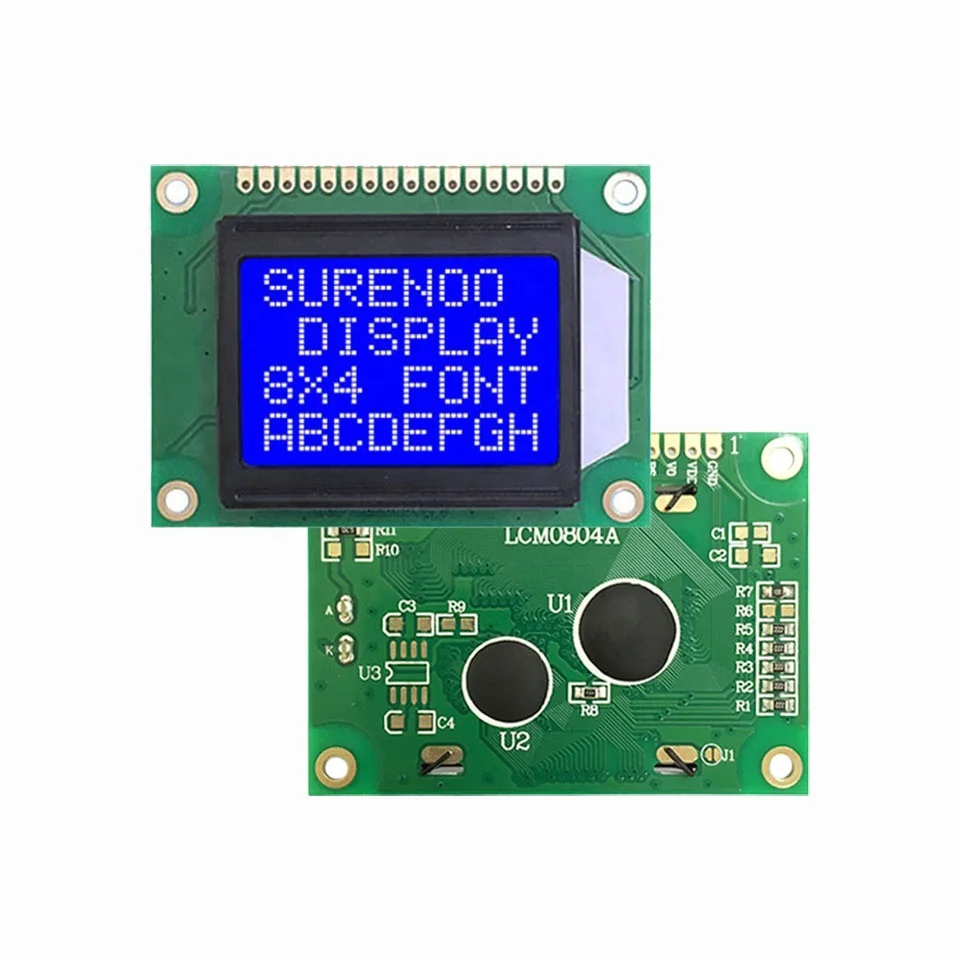 B2B-804 0804 8X4 61.9*44.9MM Blue Negative Character LCD Module Display Screen Panel LCM with White LED Backlight