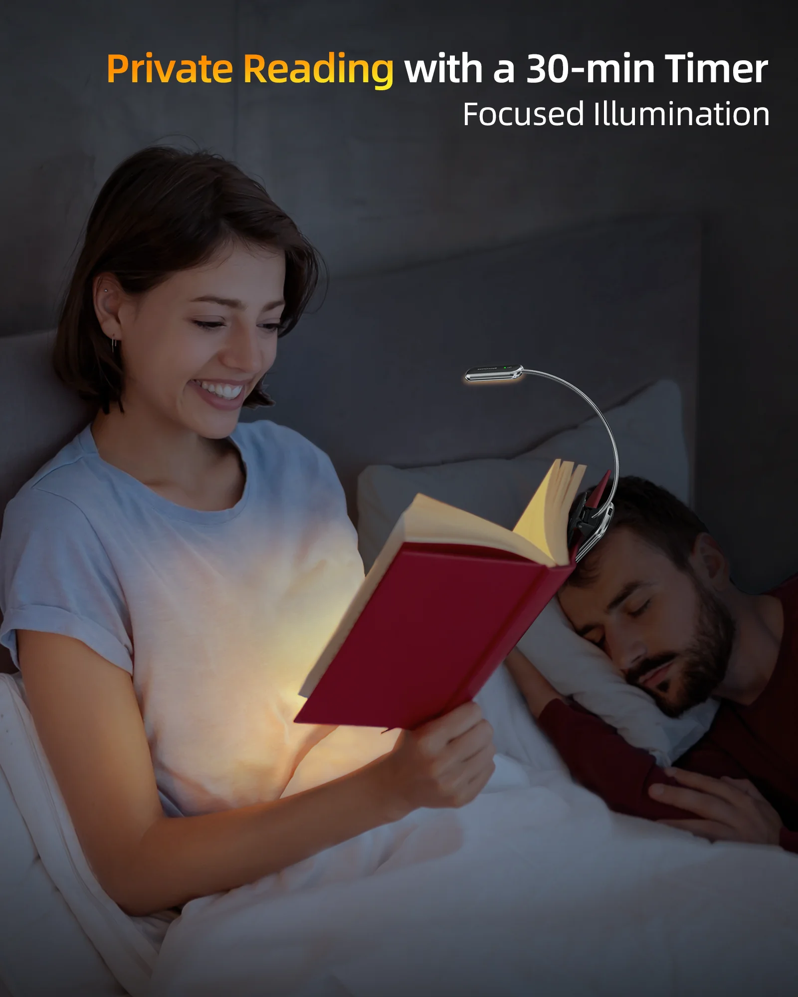 New Design Posh Premium Mini Book Reading Light 16 led Rechargeable Runs 160hrs Eyecaring Clip on Book Reading Light with Timer