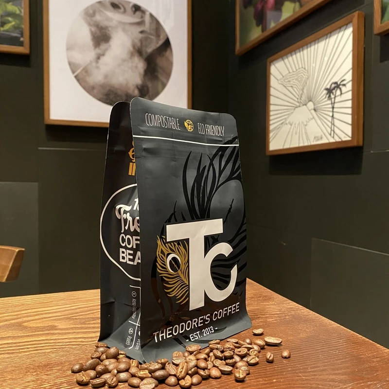 Custom Printed Printing Flat Bottom Stand Up Bean Pouches Zipper Bags 100G 250G Coffee Bag Pouch With Valve