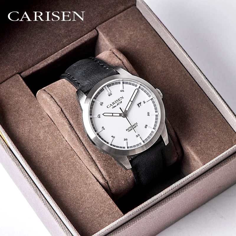 Carisen Brand Custom Logo 5 Atm Waterproof Genuine Leather Band Chinese Mechanical Automatic Watches Business Casual Mens Watch