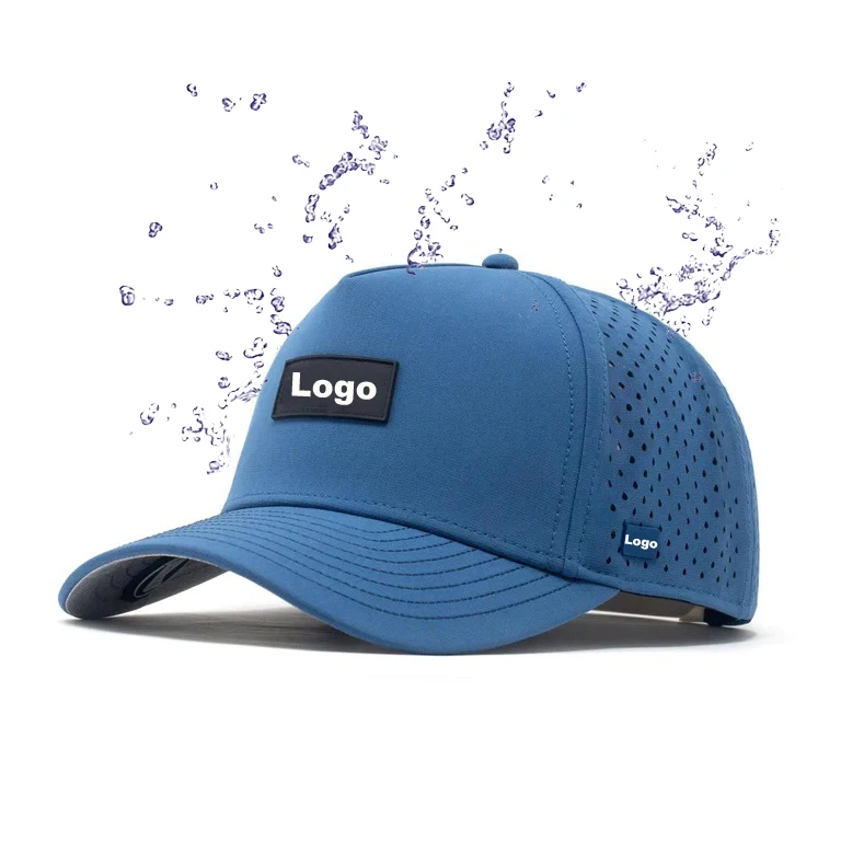 OEM Custom Logo Rubber Patch 5 Panel Melin Quick Dry Waterproof Laser Cut Hole Gorras Perforated Golf Cap Hat for Men