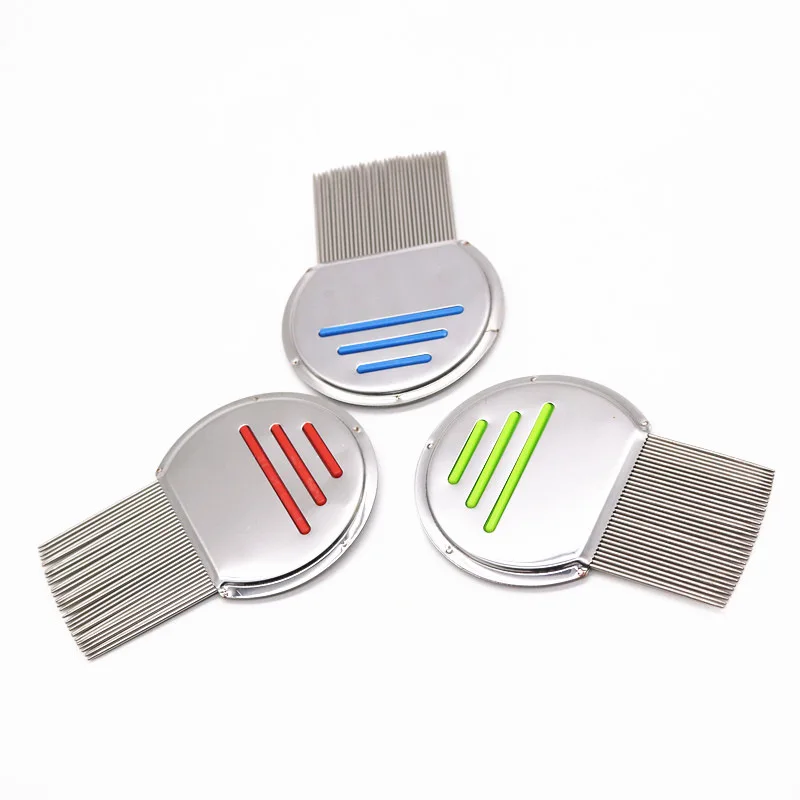 Custom Logo Stainless Steel Hair Terminator Lice Comb Nit Free Rid Super Density Teeth Remove Nits Comb