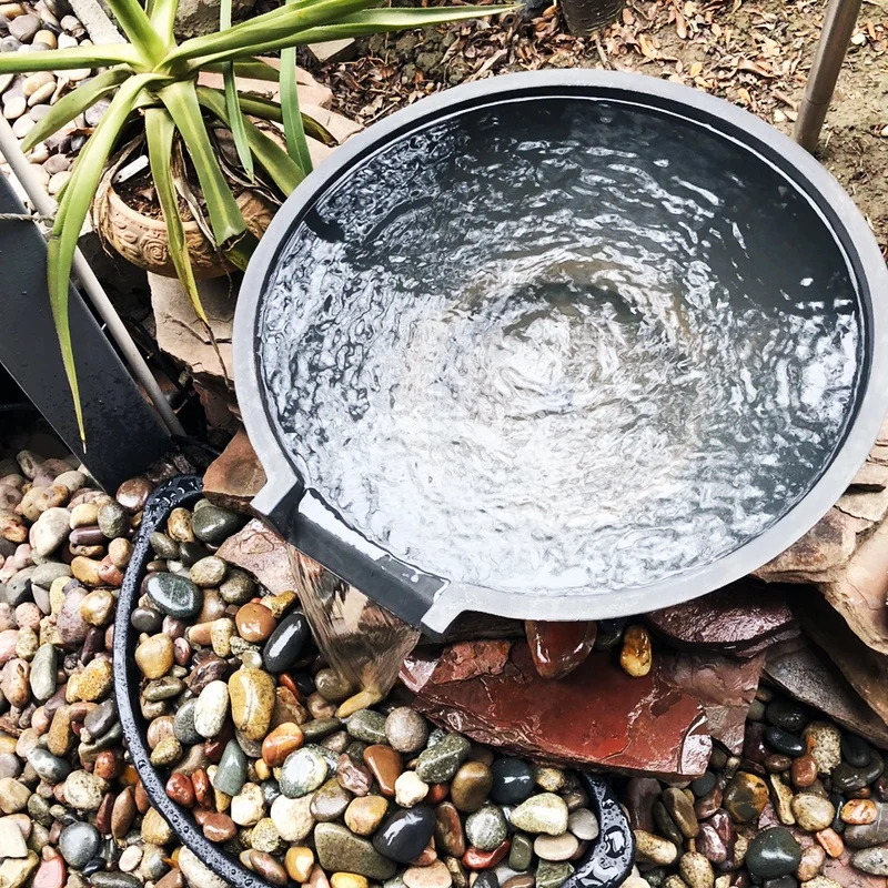 Resin Water Bowl Fountain and Waterfall Landscape Garden Pond Waterfall Outdoor Feng Shui Waterfall