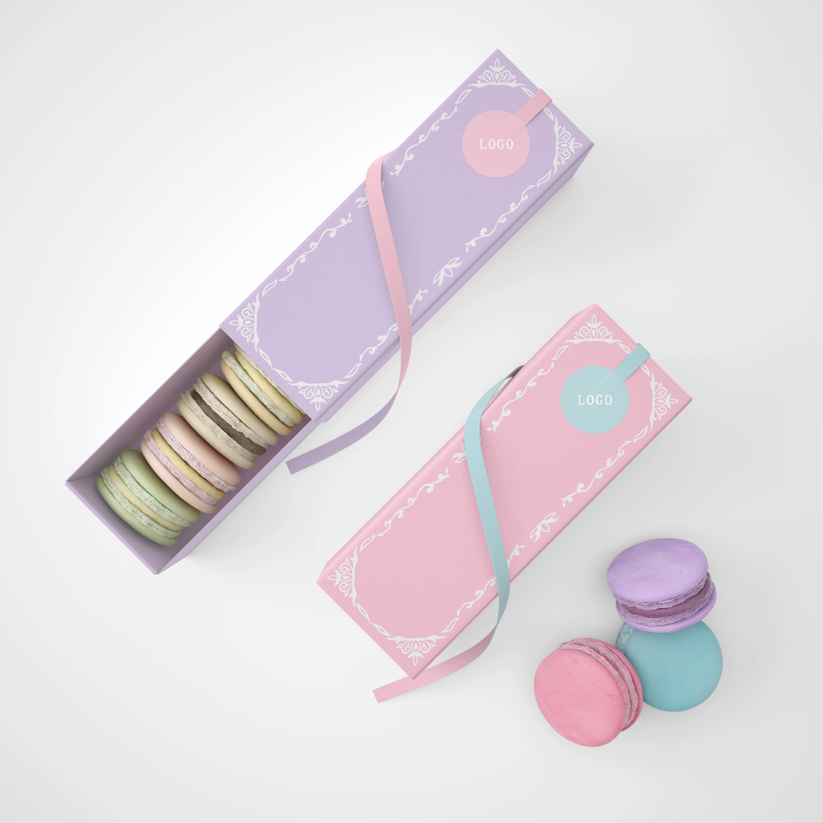 Custom Design Logo Eco Friendly Food Grade Macaron Box Food Cake Cookie Bread Pastry Donut Paper Packaging Boxes Recyclable