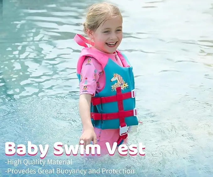 New Arrive Girls Neoprene EPE Floating Swim Trainer Vest Kids Swimming Aid Paddle Life Jacket Vest For Learning Life Vest