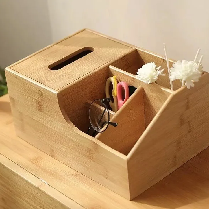 Multi-Functional Chinese Home Living Room Light Luxury Coffee Table Wooden Tissue Paper Box Remote Control Storage Love-Themed