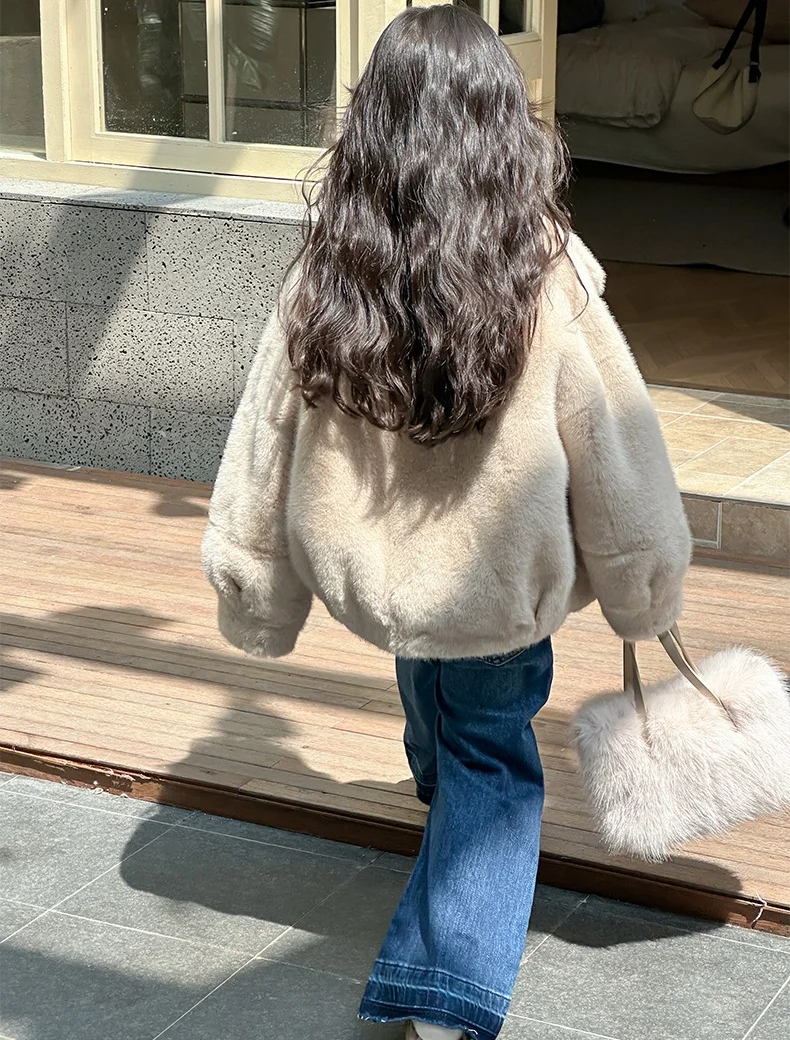 New Arrival Kids Windproof Winter Fake Mink Fur Coat High Quality Kids Outerwear Coat