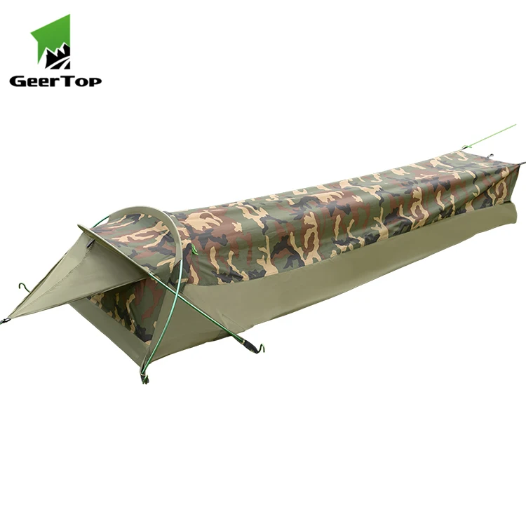 GEER TOP Tent Camouflage Outdoor 1 Single Person Tent Aluminum Pole Ultralight Weight Professional Hiking Camping Solo Tent